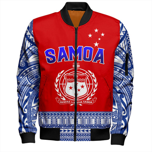 Samoa Bomber Jacket Tribal Polynesia Printed Flag Simple Style