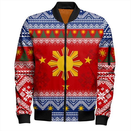 Philippines Filipinos Bomber Jacket Maligayang Pasko Christmas Parol Style