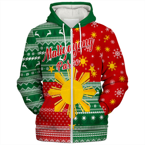 Philippines Filipinos Sherpa Hoodie Merry Christmas Pattern Sun Style