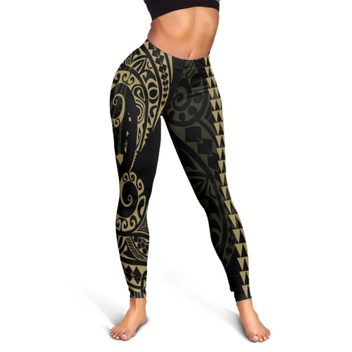 Hawaii Legging Hawaiian Map Kakau Style Gold