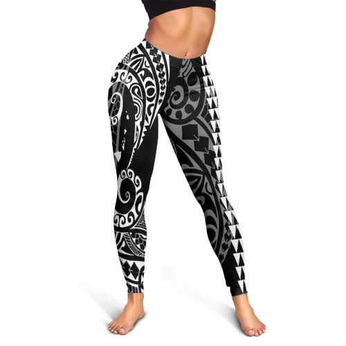 Hawaii Legging Hawaiian Map Kakau Style White