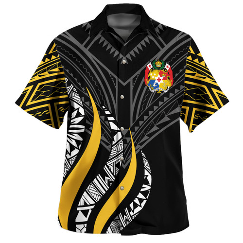 Tonga Custom Personalised Hawaiian Shirt Strong Fire Pattern Gold1