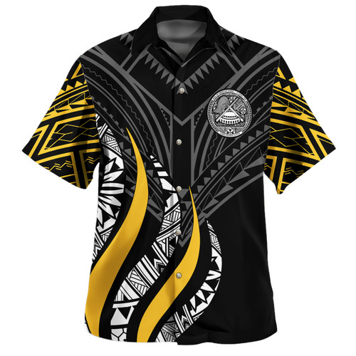 American Samoa Custom Personalised Hawaiian Shirt Strong Fire Pattern Gold1