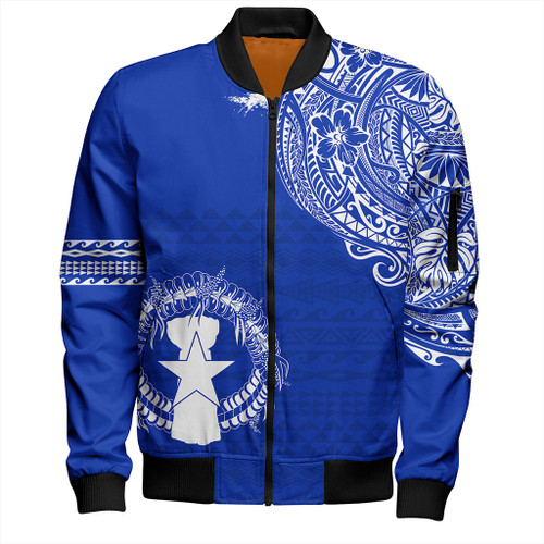 Northern Mariana Islands Bomber Jacket Polynesian Flag With Coat Of Arms