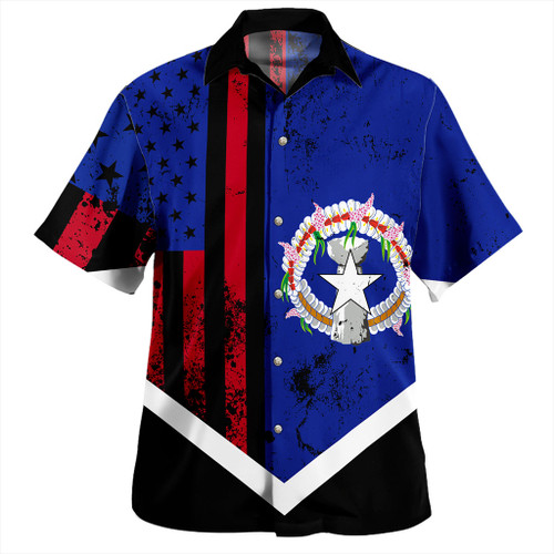 Northern Mariana Islands Hawaiian Shirt Flag And American Half Concept Brush Style