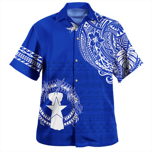 Northern Mariana Islands Hawaiian Shirt Polynesian Flag With Coat Of Arms