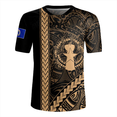 Northern Mariana Islands Rugby Jersey Coat Of Arms Polynesian Tribal Gold