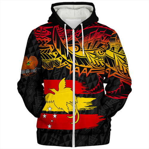 Papua New Guinea Sherpa Hoodie Flag Grunge Style