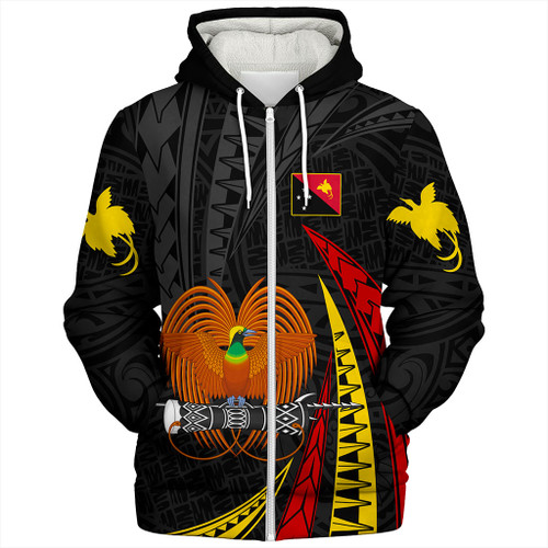 Papua New Guinea Sherpa Hoodie Tribal Wave Pattern