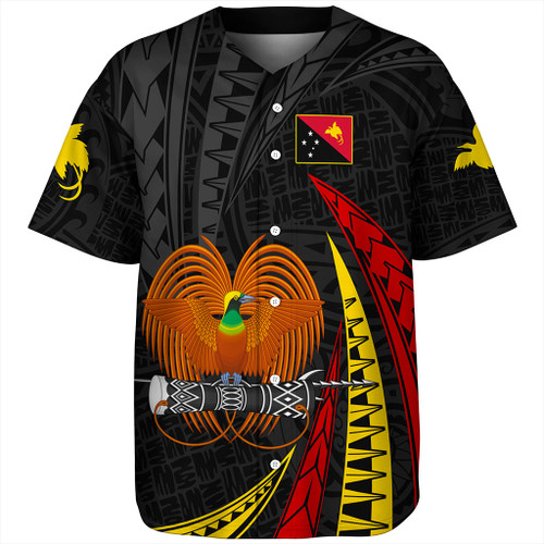 Papua New Guinea Baseball Shirt Tribal Wave Pattern