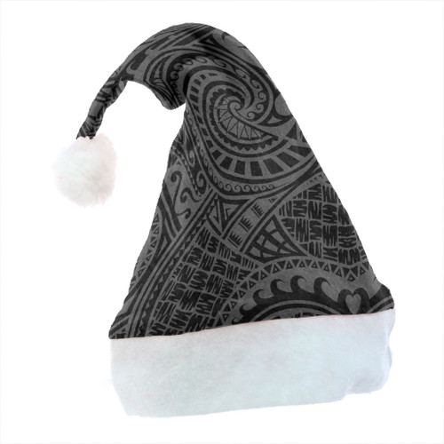 Hawaii Christmas Hat Polynesia Tribal Pattern Grey
