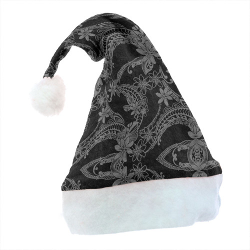 Hawaii Christmas Hat Polynesian Print Fabric And Flower Grey