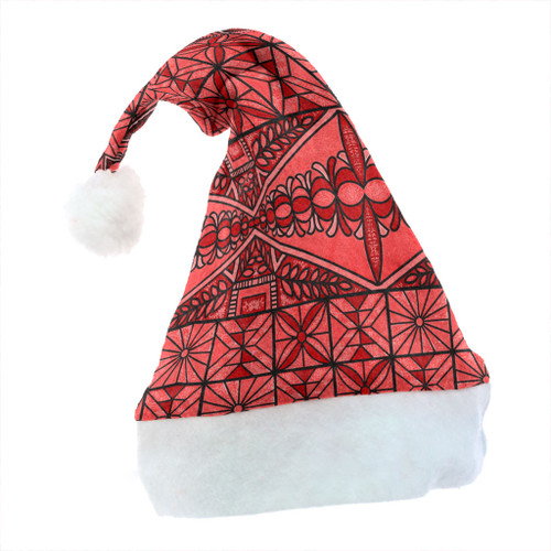 Tonga Christmas Hat Ngatu Fabric Red