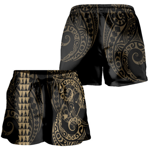Hawaii Women Shorts Hawaiian Map Kakau Style Golden