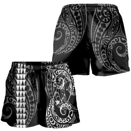 Hawaii Women Shorts Hawaiian Map Kakau Style White