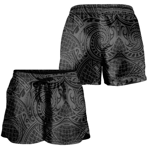 Hawaii Women Shorts Polynesian Tribal Pattern Grey