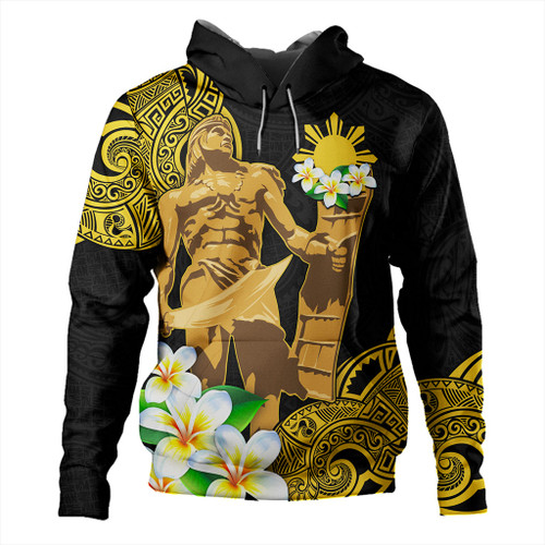 Philippines Filipinos Hoodie Custom Tribal Lapu Lapu With Plumeria Flower