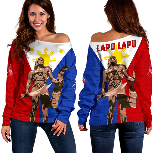 Philippines Filipinos Off Shoulder Sweatshirt Custom Flag  Tribal Lapu Lapu