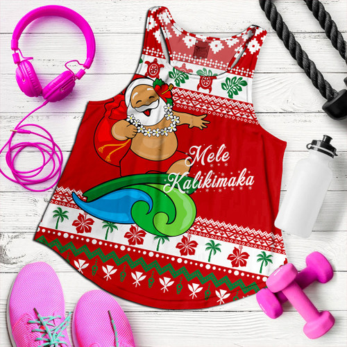 Hawaii Women Tank Santa Claus Ho Ho Ho Christmas