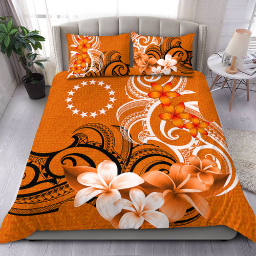 Cook Islands Bedding Set Polynesian Floral Spirit Orange1