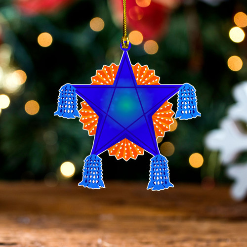 Philippines Filipinos Acrylic And Wooden Ornament Star Light Blue