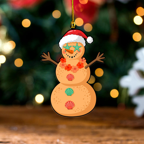 Hawaii Acrylic And Wooden Ornament Snowman Cute Made Sand