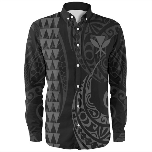 Hawaii Long Sleeve Shirt Kanaka Kakau Style Gray