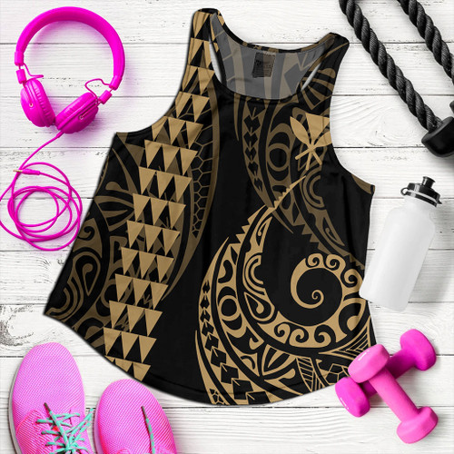 Hawaii Women Tank Kanaka Kakau Style Ver.1 Gold