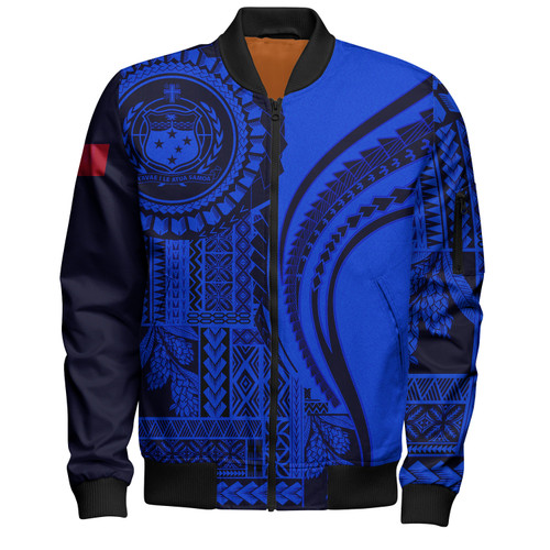 Samoa Bomber Jacket Seal Samoan Siapo Blue Design1