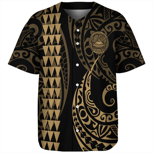 American Samoa Baseball Shirt Kakau Style Ver.1 Gold