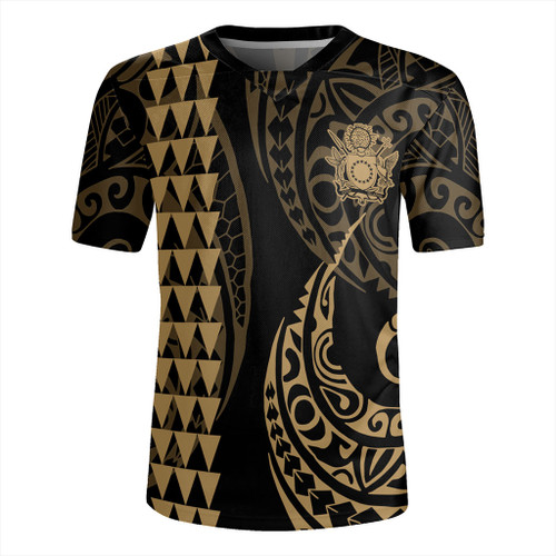 Cook Islands Rugby Jersey Kakau Style Ver.1 Gold