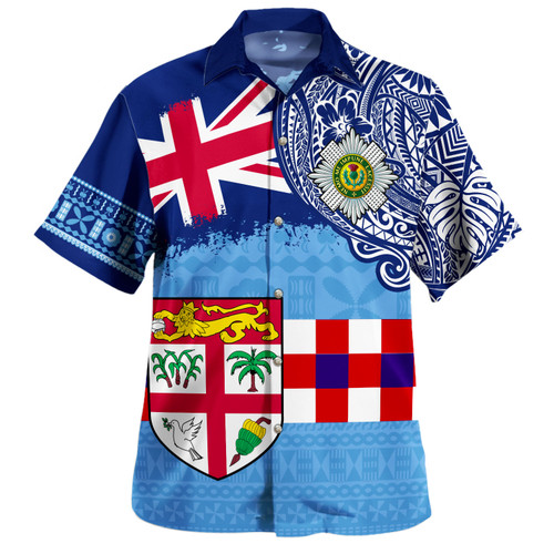 Fiji Hawaiian Shirt Fijian UK Flag With Coat Of Arms