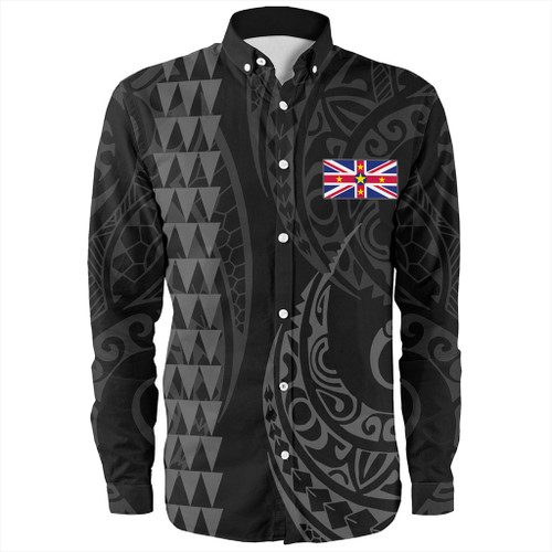 Niue Long Sleeve Shirt Kakau Style Gray