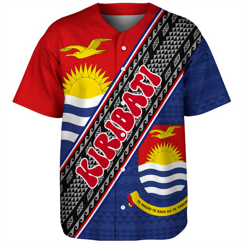 Kiribati Baseball Shirt Micronesia Flag And Coat Of Arms
