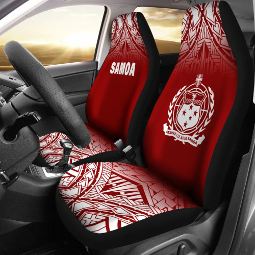Samoa Car Seat Covers - Samoa Coat Of Arms Polynesian Tattoo Fog Red
