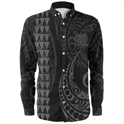 Papua New Guinea Long Sleeve Shirt Kakau Style Gray