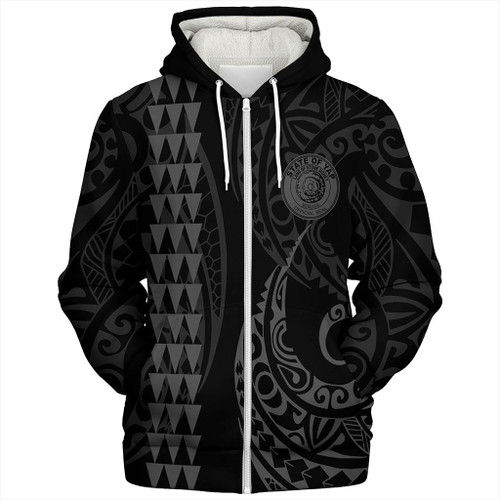 Yap State Sherpa Hoodie Kakau Style Gray