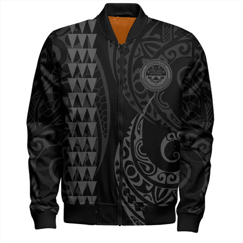 Federated States Of Micronesia Bomber Jacket Kakau Style Gray