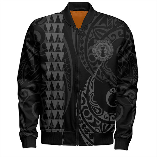 Northern Mariana Islands Bomber Jacket Kakau Style Gray