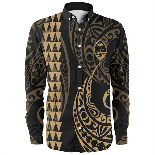 Guam Long Sleeve Shirt Kakau Style Ver.1 Gold