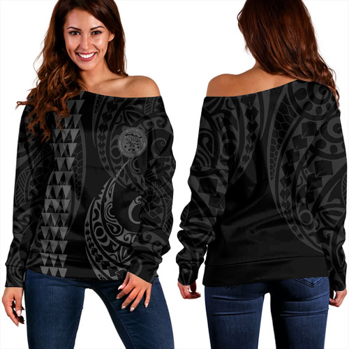 Kosrae Off Shoulder Sweatshirt Kakau Style Gray