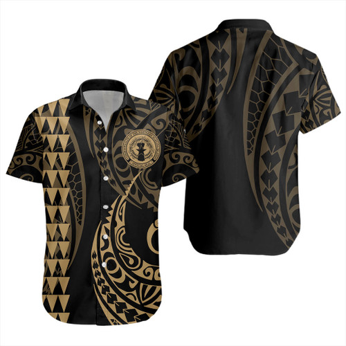 Northern Mariana Islands Short Sleeve Shirt Kakau Style Ver.1 Gold