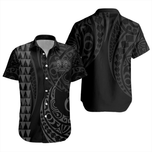 Marquesas Islands Short Sleeve Shirt Kakau Style Gray