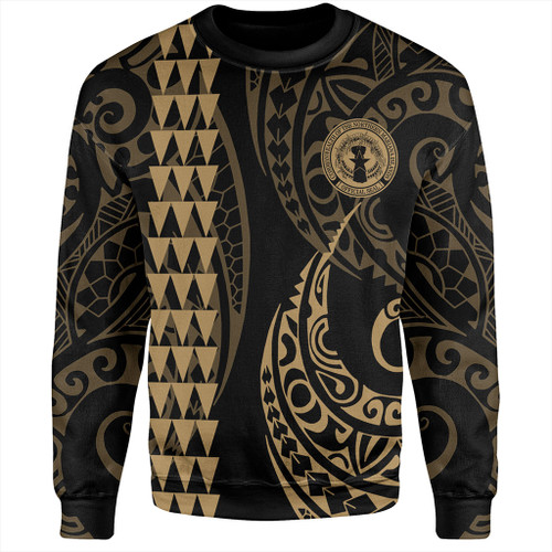 Northern Mariana Islands Sweatshirt Kakau Style Ver.1 Gold
