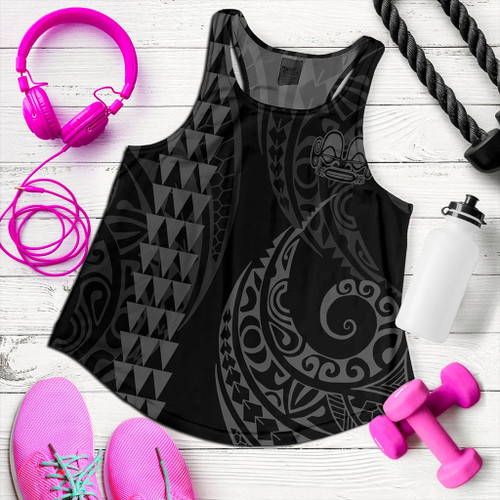Marquesas Islands Women Tank Kakau Style Gray