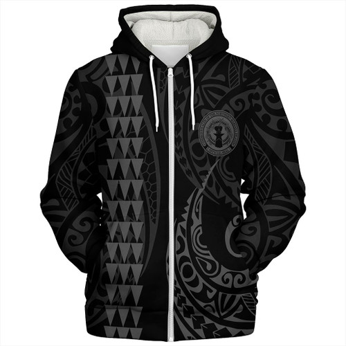 Northern Mariana Islands Sherpa Hoodie Kakau Style Gray