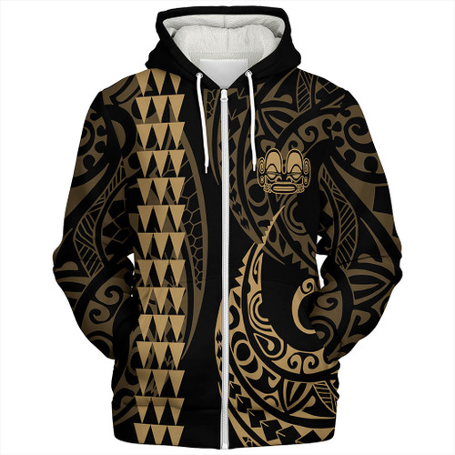 Marquesas Islands Sherpa Hoodie Kakau Style Ver.1 Gold