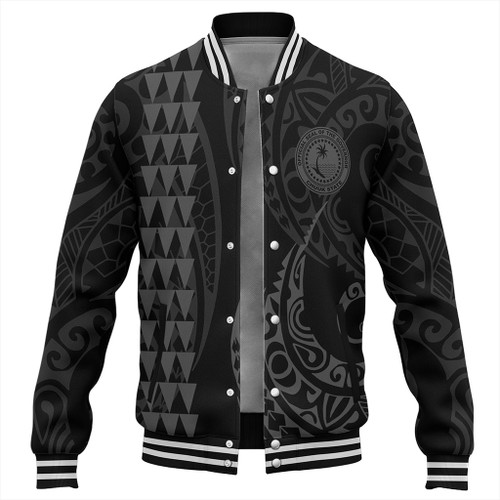 Chuuk State Baseball Jacket Kakau Style Gray