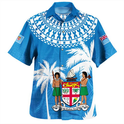 Fiji Hawaiian Shirt Coconut Tree Flag Coat Of Arms Style