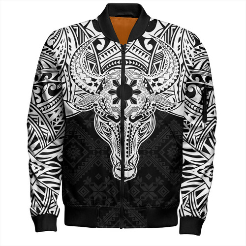 Philippines Filipinos Bomber Jacket Polynesian Buffalo Tapa Tribal Print